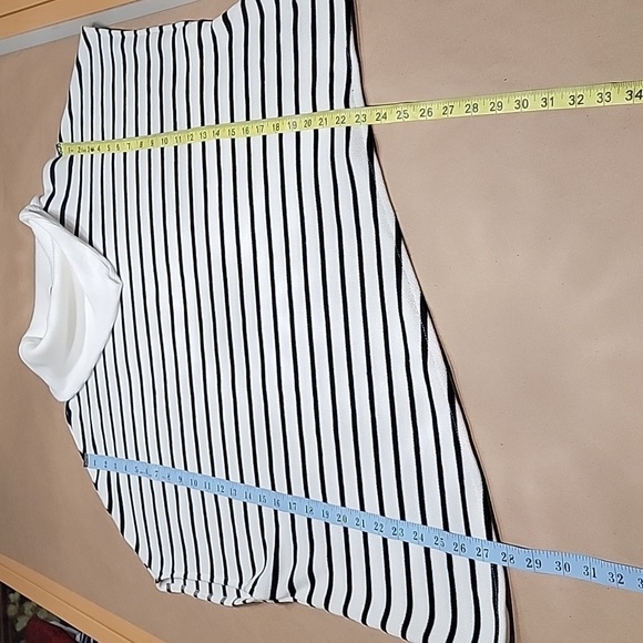 Zara Size L Soft Striped Sweater, Asymmetrical Hem, Split Cowl Neck Collar, NWOT - Picture 8 of 13